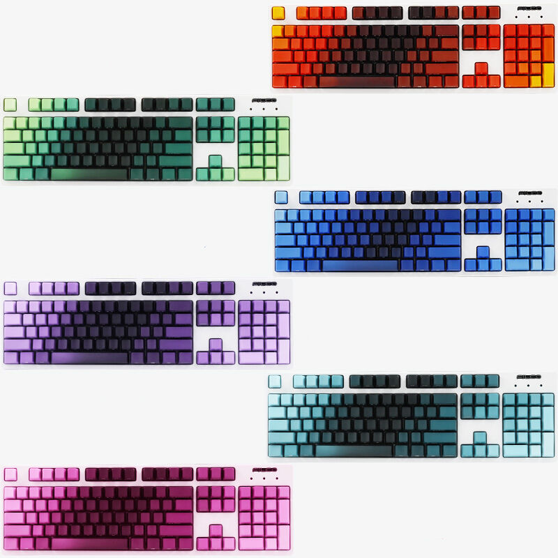 104+4 OEM Profile PBT Dip-dye Gradient Keycaps Set Cherry MX Switch for Mechanical Gaming Keyboard Blue / White / Pink Keycap